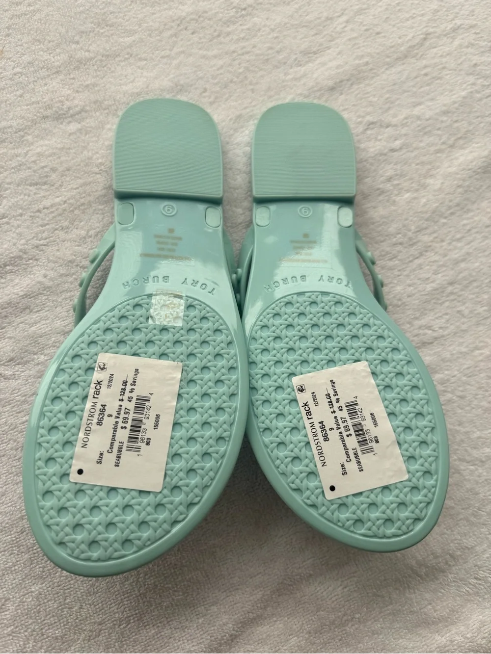 Tory Burch Mint Green Studded Flip Flop Sandals